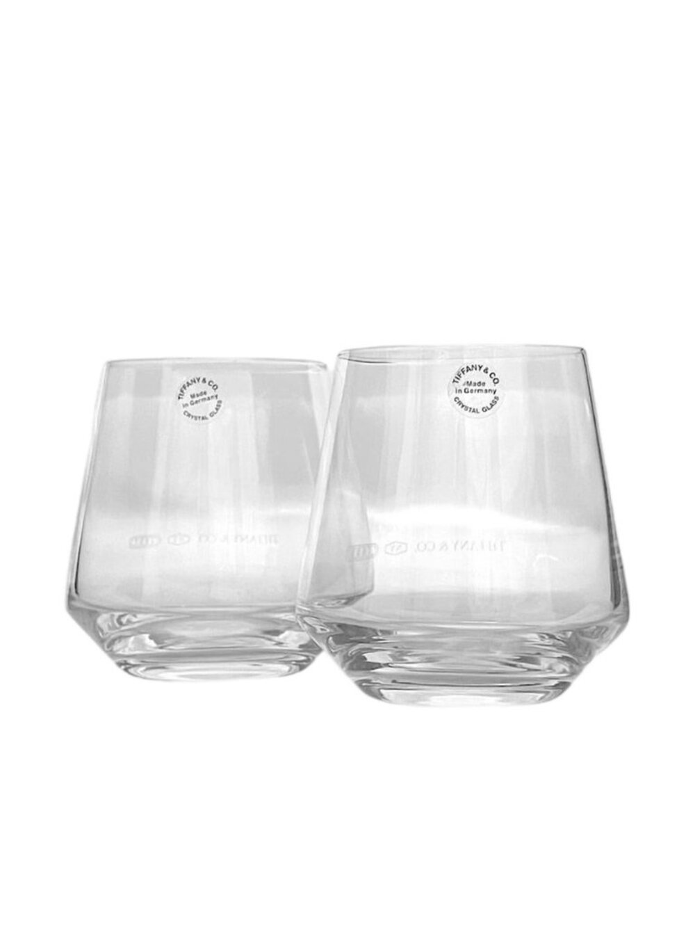 Tiffany & Co 1837 Pair Glass Tumbler Clear Transparent Crystal Tableware
